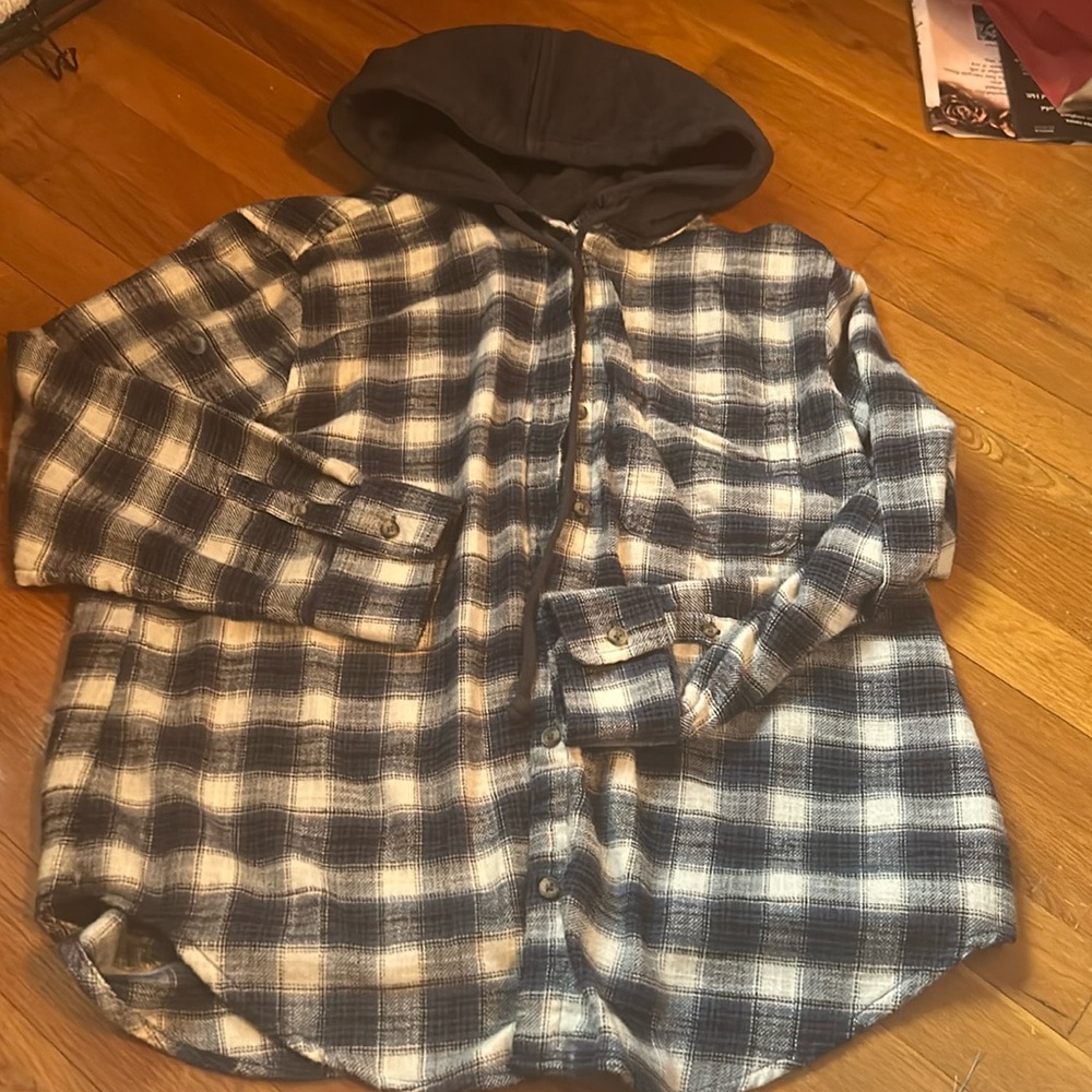 Hooded button up flannel